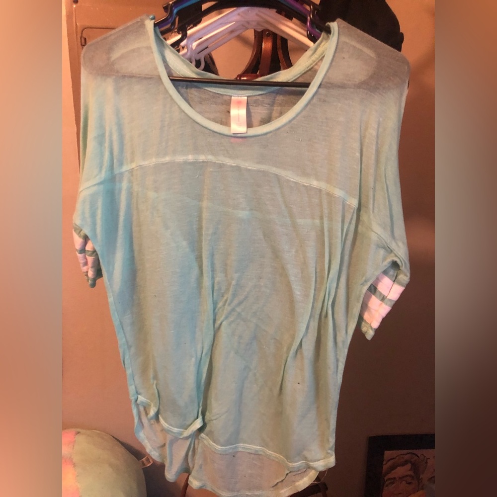 Sheer teal shirt